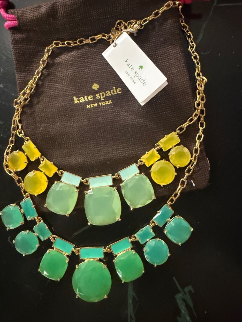 kate spade Green and Yellow Multi-Stone Bib Necklace
